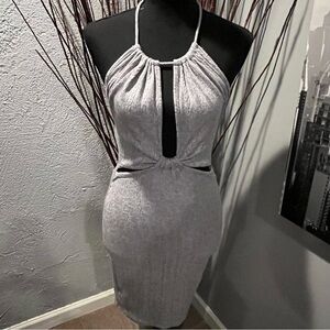 🌸NWT SAINTS 21 GREY CUTOUT BODYCON MINI DRESS SIZE SMALL🌸